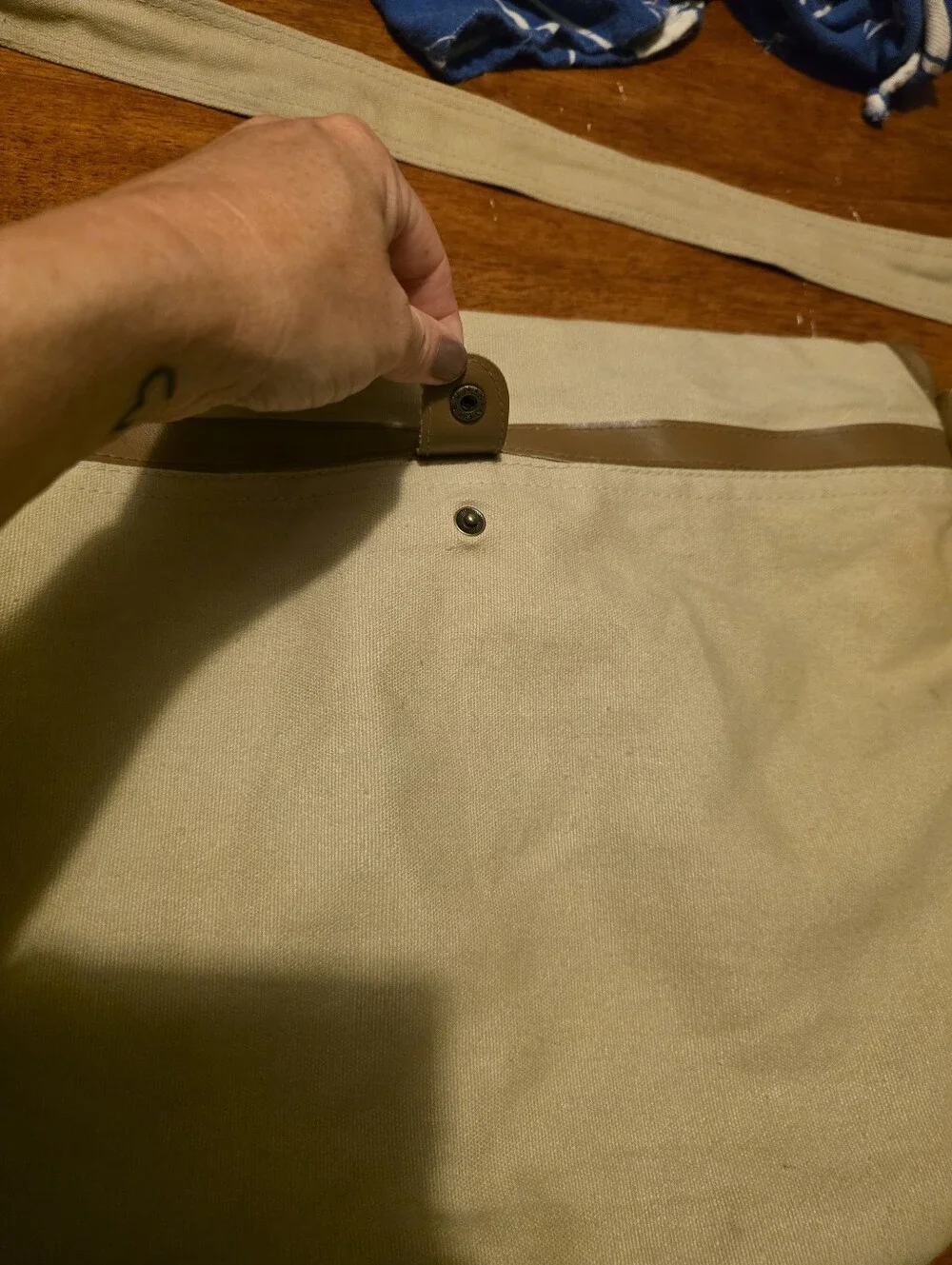 Times Magazine Canvas Messenger Bag with Brown Trim, Leather And Canvas